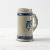 Grappige Blauwe Marlijn Vissen Bierpul (Voorkant rechts)