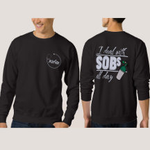 Grappige Blauwe Verpleegster 2 zijdige Typografie 