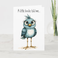 Grappige Blauwe Vogel Schattig Gelukkig Verjaardag