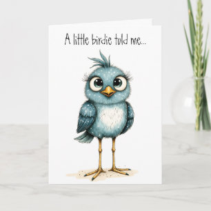 Grappige Blauwe Vogel Schattig Gelukkig Verjaardag Kaart