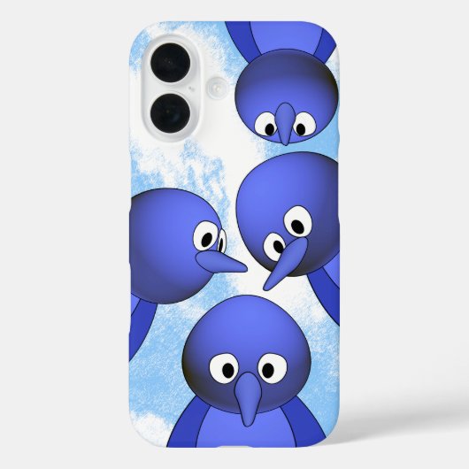 Grappige Blauwe Vogels Cartoon Case-Mate iPhone Case (Achterkant)