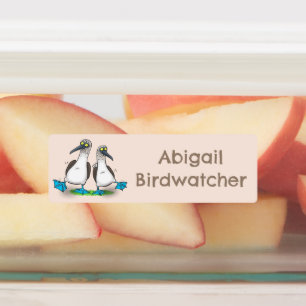 Grappige, blauwvoetboobies cartoon gepersonaliseer labels