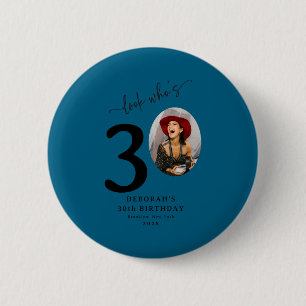 Grappige blik wie is 30 stijlvolle 30e verjaardag ronde button 5,7 cm