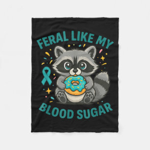 Grappige Bloedsuiker Wasbeer Voedsel Chaos Diabete Fleece Deken