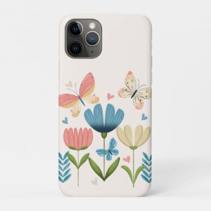 Grappige bloemen en vlinders iPhone 11 pro hoesje