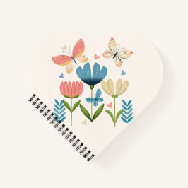 Grappige bloemen en vlinders notitieboek