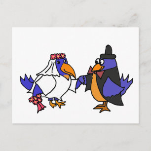 Grappige Bluebirds bruid en bruidegom bruiloft Briefkaart