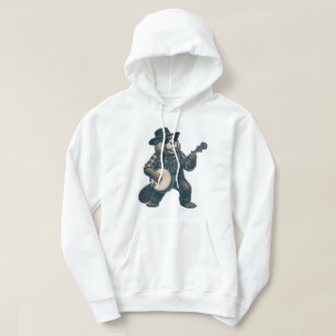 Grappige Bluegrass Bever Retro Country Muziek Kuns Hoodie