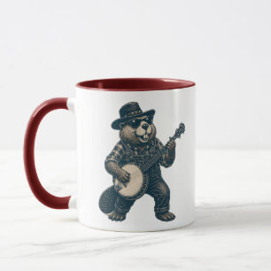 Grappige Bluegrass Bever Retro Countrymuziek Kunst Mok