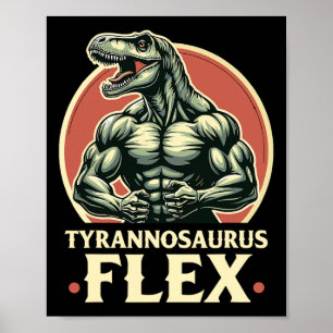 Grappige Bodybuilder Tyrannosaurus Flex Gym T-rex Poster