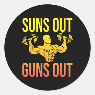 Grappige Bodybuilding Fitness Sun's Out Pistolen u Ronde Sticker