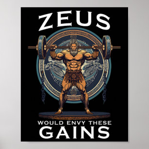 Grappige Bodybuilding Muscle Gain Humor Greek God Poster