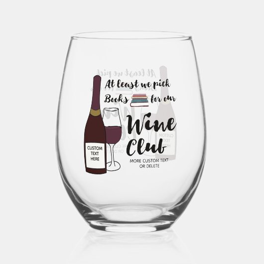 Grappige boek groep echt wijn club aangepaste wijnglas zonder voet (Voorkant)