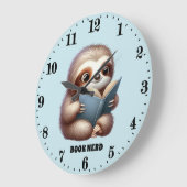 Grappige boek nerd luiaard tekst toevoegen grote klok (Hoek)