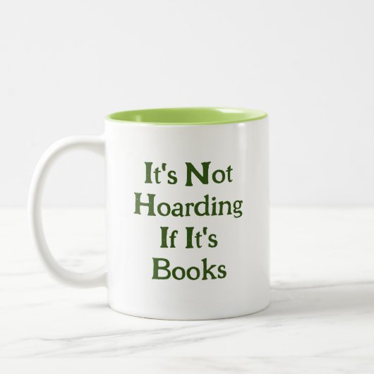 Grappige boekenliefhebbers Het is niet hamsteren a Tweekleurige Koffiemok (Links)