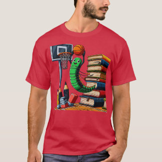 Grappige Boekenworm Basketbal Graphic voor lezers  T-shirt