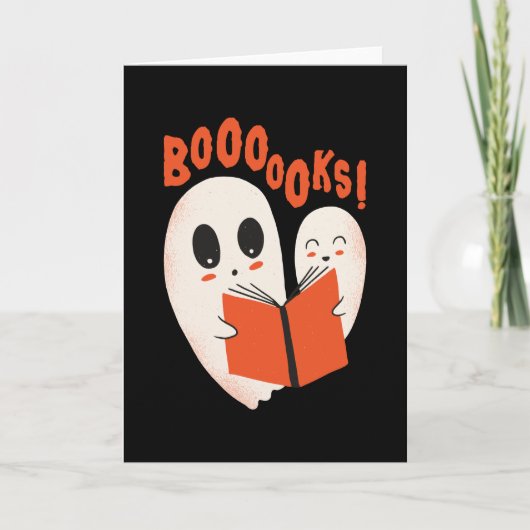 Grappige Boekenwurm Geest Halloween Kostuum Boooek Kaart (Voorkant)