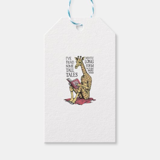 Grappige boekliefhebber Giraffe Long Form Tall Tal Cadeaulabel (Voorkant)