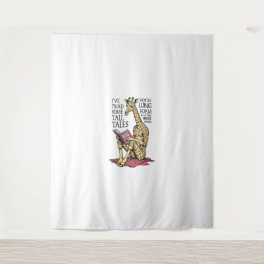 Grappige boekliefhebber Giraffe Long Form Tall Tal Wandkleed (Voorkant)