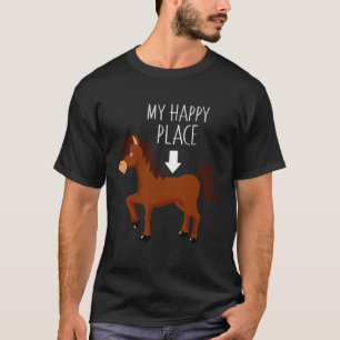 Grappige Boerderij Paard Ontwerp Gelukkige Plaats T-shirt