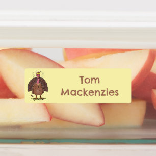Grappige boerenerf kalkoen cartoon gepersonaliseer labels