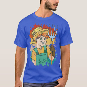 grappige boerenjongen met een overalls, boerderij t-shirt