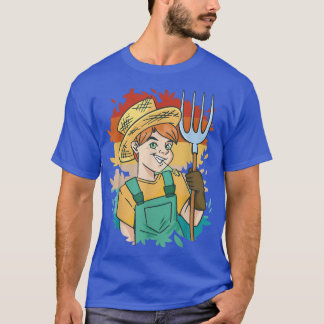 grappige boerenjongen met een overalls, boerderij t-shirt