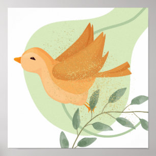 Grappige boho vogel, poster