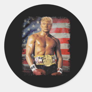 Grappige bokser Trump Rocky Meme Ronde Sticker