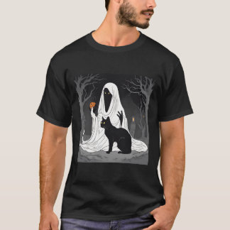 Grappige Boo Ghost Black Cat Halloween Spooky 2024 T-shirt