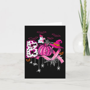 Grappige Boo Pompoen Heks Roze Lint Borstkanker Kaart