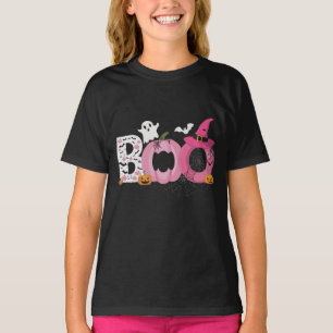 Grappige BOO pompoen met roze vleermuizen en pompo T-shirt