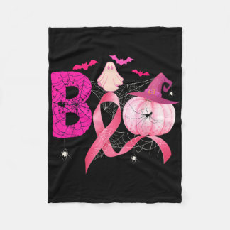 Grappige Boo Pompoen Witch Roze Lint Borstkanker Fleece Deken