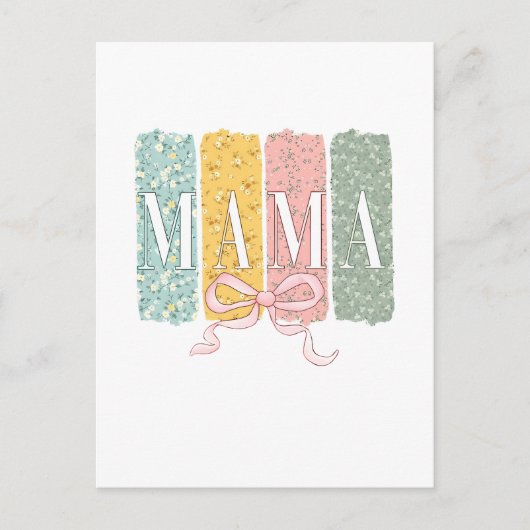 Grappige Boog Coquette Mama Bloemen Moederdag Briefkaart (Voorkant)