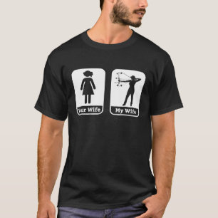 Grappige boogschieten vrouw man boogschutter Humor T-shirt