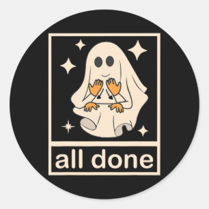 Grappige Boojee Ghost All Done SLP Spraaktherapie  Ronde Sticker