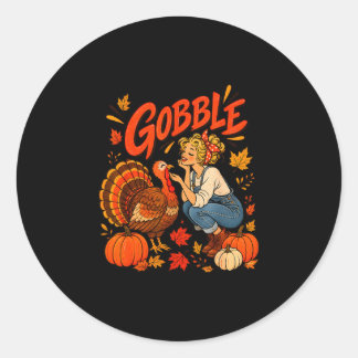 Grappige boop kalkoen vintage thanksgiving ronde sticker