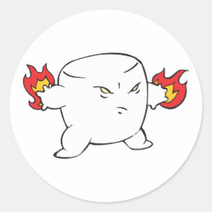 grappige boosaardige geroosterde marshmallow ronde sticker