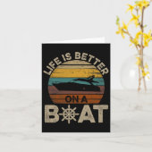 Grappige boot Retro geschenken Het leven is beter  Kaart (Gele Bloem)