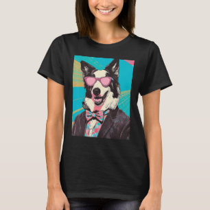 Grappige Border Collie draagt zonnebril voor honde T-shirt