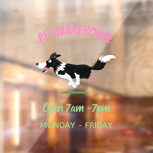 Grappige Border Collie-hond die cartoontekening ma Raamsticker