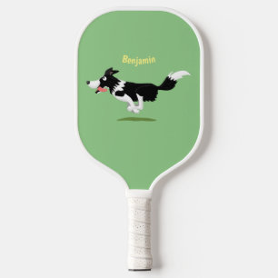 Grappige Border Collie-hond die hardloopt-cartoon Pickleball Paddle