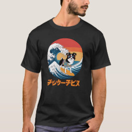 Grappige Border Collie Japanse Kanagawa Wave Dog T-shirt