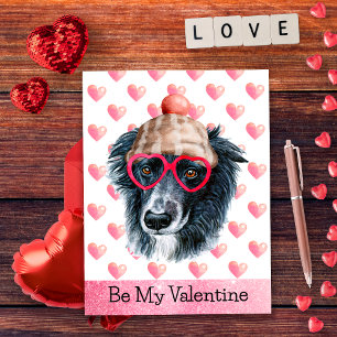 Grappige Border Collie Wees Mijn Valentijnshond Va Feestdagenkaart