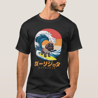 Grappige Bordoodle Japanse Kanagawa Wave Dog T-shirt