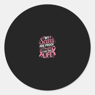 Grappige borstkankerstrijder mastectomie ronde sticker