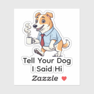 Grappige Borzoi-hond Zakelijke Pak Koffie Sticker