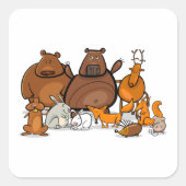 Grappige bosdieren Schattige bosbewoners Vierkante Sticker (Voorkant)