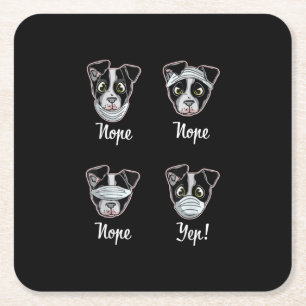 Grappige Boston Terrier Gift Mond Neusmasker Honde Vierkante Kartonnen Onderzetter