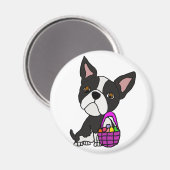 Grappige Boston Terrier Hond met Paasmand Magneet (Voorkant / Achterkant)